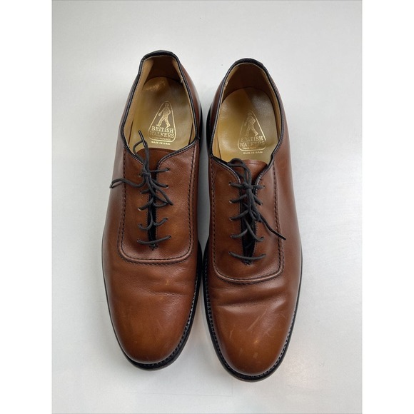 Men's British Walkers Oxford Lace Up Leather Sole Shoes - Picture 1 of 11